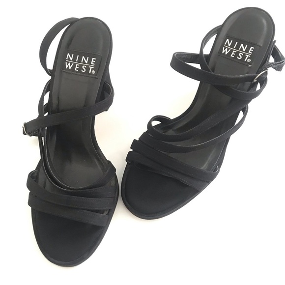 NINE WEST Womens Black Heeled Strappy Sandals Size 6.5 - Picture 2 of 13